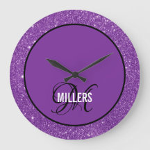 Elegant lila glitter monogram-familjen namn