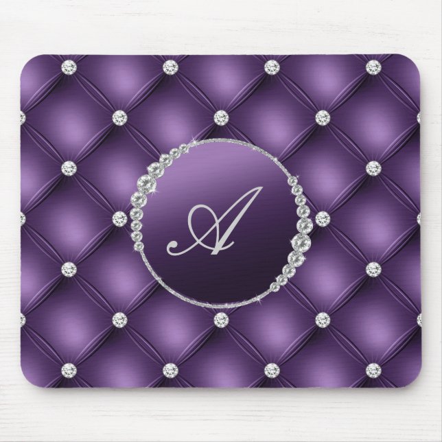 Elegant Lila Glitter Monogram Musmatta (Framsidan)