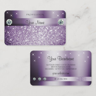 Elegant Lila Glitter Pärlande stjärnor Diamonder Visitkort