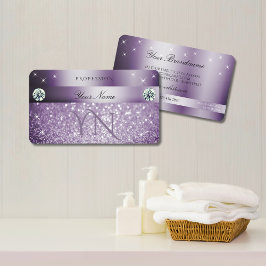 Elegant Lila Glitter Sparkling Stars Monogram Visitkort