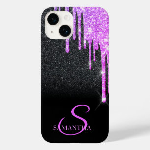 Elegant lila glitterdroppar svart glitter