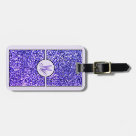 Elegant lila glittermonogram  bagagebricka