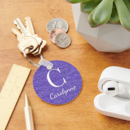 Elegant lila glittermonogram nyckelring