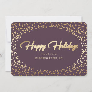 Elegant Lila Gold Foil Hand Lettered Business Julkort