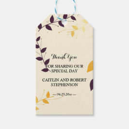 Elegant Lila Golden Löv tack Presentetikett