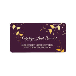 Elegant Lila Golden Lövs Adressetikett