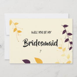 Elegant Lila Golden Lövs Bridesmaid Inbjudningar