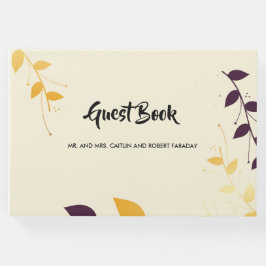 Elegant Lila Golden Lövs Gästböcker