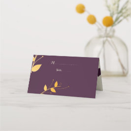 Elegant Lila Golden Lövs Placeringskort