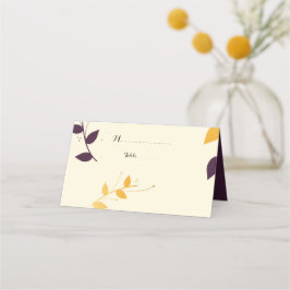 Elegant Lila Golden Lövs Placeringskort