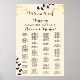 Elegant Lila Golden Lövs Poster