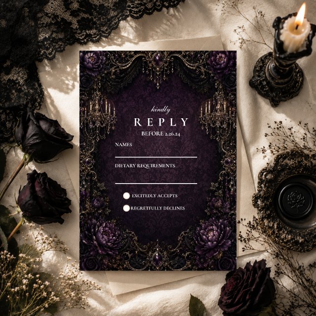 Elegant Lila Goth-Hochzeit OSA Kort (Skapare uppladdad)