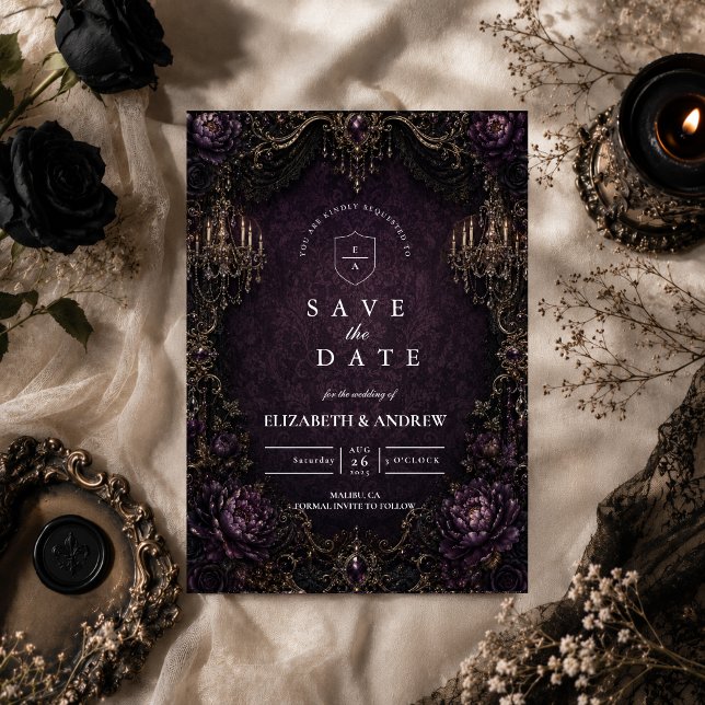 Elegant Lila Goth-Hochzeit Spara Datumet (Skapare uppladdad)