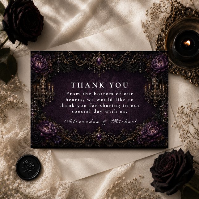 Elegant Lila Goth-Hochzeit Tack Kort (Skapare uppladdad)