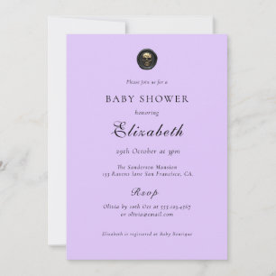 Elegant Lila Gothic Baby Shower Inbjudningar