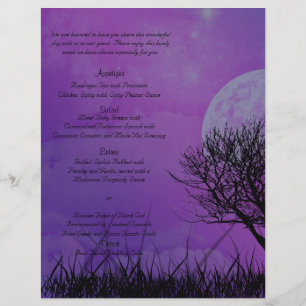 Elegant Lila Gothic Night Posh Bröllop Menu