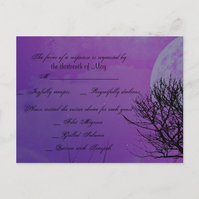 Elegant Lila Gothic Night Posh OSA Postcard Inbjudan Vykort (Framsida)