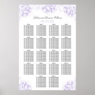 Elegant lila grå blomstergiftermåls sittplatskarta poster