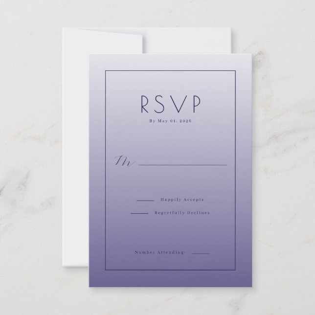 Elegant Lila Gradient RSVP OSA Kort (Framsida)