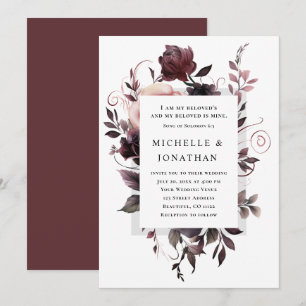 Elegant Lila Grått Blommigt Bible Christian Bröllo Inbjudningar