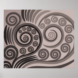 Elegant Lila-Grått Fern-Frond Curls Poster