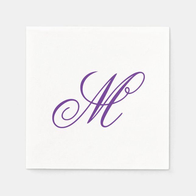 Elegant Lila Grönt Monogram Initial  Pappersservett (Framsidan)