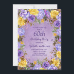 Elegant Lila Gul ros Peonies 60:e födelsedagen Inbjudningar<br><div class="desc">Elegant 60:e födelsedagsfest inbjudan för kvinnor med söt lila och gult vattenfärgspennor och ro. Personlig med ditt namn och all din party-information. Kontakta mig om du behöver hjälp med dina anpassningar eller om du vill begära ytterligare matchande Zazzle-produkter för party.</div>