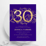 Elegant Lila Guld 30års födelsedag Inbjudningar<br><div class="desc">Elegant lila guld 30års födelsedag bjudande. Anpassadets moderna femininindesign med ro botaniska accenter och faux glitter guld. Enkel perfekt för inbjudan-kort i blommigt för en snyggt kvinnlig dag firande. Anpassa med dina egna detaljer. Skrivna Zazzle-inbjudningar eller digital utskrivbar mall för omedelbar nedladdning.</div>