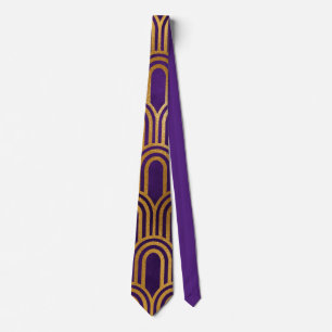 Elegant Lila Guld Art Deco Geometric Mönster Slips