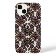 Elegant Lila Guld Batik Raven iphone case