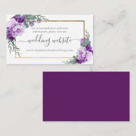 Elegant Lila & Guld Blommigt Bröllop webbplats Tilläggskort