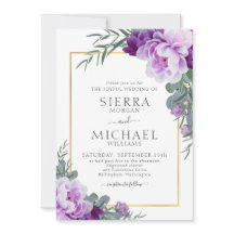 Elegant Lila & Guld Blommigt Eucalyptus Bröllop