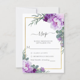 Elegant Lila & Guld Blommigt Eucalyptus Bröllop OSA Kort