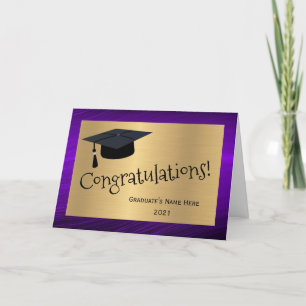 Elegant Lila Guld Cap Grattis Studenten Kort