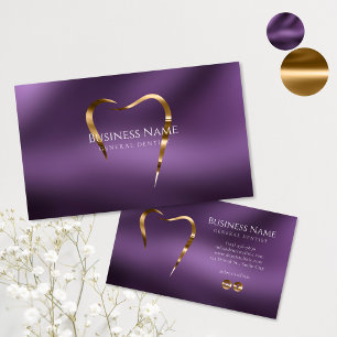 Elegant Lila Guld Dentist Affärskort Design Visitkort