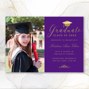 Elegant Lila Guld Formell Script Photo Studenten Meddelande