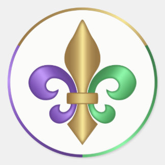 Elegant lila guld grön fransk Fleur de Lis Runt Klistermärke