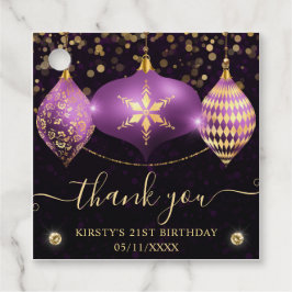 Elegant Lila & Guld jul Baubles Birthday Gåvor Etiketter