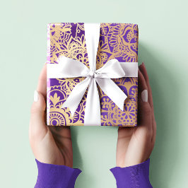 Elegant Lila Guld Mandala Mönster Presentpapper