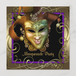 Elegant Lila Guld Masqueraparters inbjudningar