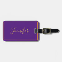 Elegant lila Guld Monogram Script Namn Snyggt 