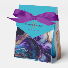 Elegant Lila Guld och Aqua Monogram Presentaskar