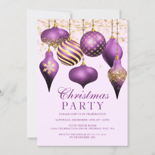 Elegant Lila Guld Ornamet jul Party Inbjudningar