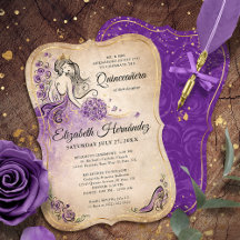 Elegant Lila Guld Princess Quinceanera Birthday