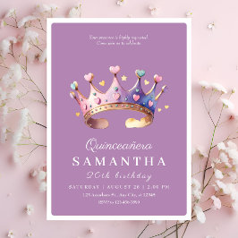 Elegant lila Guld Princess Quinceanera Birthday Inbjudningar