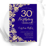 Elegant Lila Guld Ro 30års födelsedag Inbjudningar<br><div class="desc">Inbjudan till 30års födelsedag-partiet i lila Guld Blommigt. Elegantens utformning med ro,  faux guld-folie och typsnitt för typsnitt. Trendig inbjudan-kortets perfekt för en snyggt kvinnlig dag firande. Kan anpassas till vilken ålder som helst. Skrivna Zazzle-inbjudningar eller digital utskrivbar mall för omedelbar nedladdning.</div>