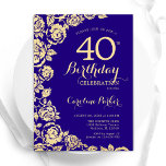 Elegant Lila Guld Ro 40:e födelsedag Inbjudningar<br><div class="desc">Lila Guld Blommigt 40:e födelsedagsinbjudan. Elegantens utformning med ro,  faux guld-folie och typsnitt för typsnitt. Trendig inbjudan-kortets perfekt för en snyggt kvinnlig dag firande. Kan anpassas till vilken ålder som helst. Skrivna Zazzle-inbjudningar eller digital utskrivbar mall för omedelbar nedladdning.</div>