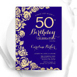 Elegant Lila Guld Ro 50:e födelsedagen Inbjudningar<br><div class="desc">Lila Guld Blommigt 50 Födelsedagsfest inbjudan. Elegantens utformning med ro,  faux guld-folie och typsnitt för typsnitt. Trendig inbjudan-kortets perfekt för en snyggt kvinnlig dag firande. Kan anpassas till vilken ålder som helst. Skrivna Zazzle-inbjudningar eller digital utskrivbar mall för omedelbar nedladdning.</div>