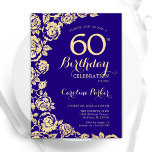 Elegant Lila Guld Ro 60:e födelsedag Inbjudningar<br><div class="desc">Lila Guld Blommigt 60 Födelsedagsfest inbjudan. Elegantens utformning med ro,  faux guld-folie och typsnitt för typsnitt. Trendig inbjudan-kortets perfekt för en snyggt kvinnlig dag firande. Kan anpassas till vilken ålder som helst. Skrivna Zazzle-inbjudningar eller digital utskrivbar mall för omedelbar nedladdning.</div>