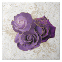 Elegant Lila Guld Ro Blommigt